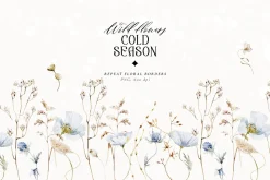Cold season - watercolor wildflowers