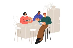 Colleagues teams work in office set
