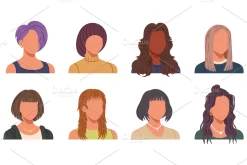 Collection of faceless female avatar