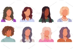 Collection of faceless female avatar
