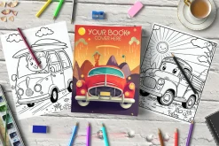 Coloring book cover and pages mockup
