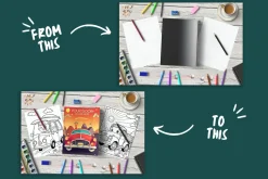 Coloring book cover and pages mockup