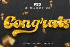 Congrats 3D Psd Text Effect Style