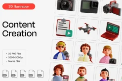 Content Creation 3D Icon Set