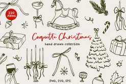 Coquette Christmas hand drawn set