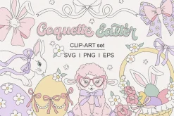 Coquette Girly Easter clipart set