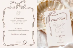 Coquette rabbit vintage illustration