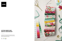 Cotton Fabrics & Swatch Card Mockup