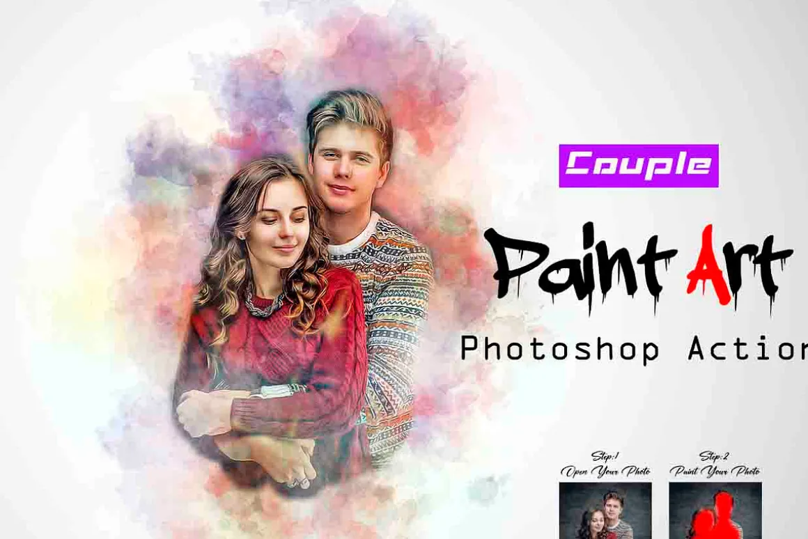 Couple Paint Art Photoshop Action