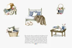 cozy autumn charm clipart set