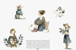 cozy autumn charm clipart set