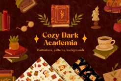 Cozy Dark Academia Clipart - Autumn