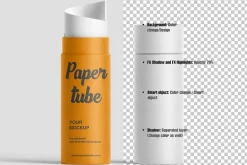 Craft paper tube mockup, tube mockup