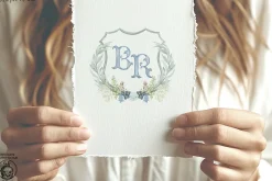Crest monogram watercolor letters