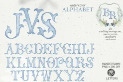Crest monogram watercolor letters
