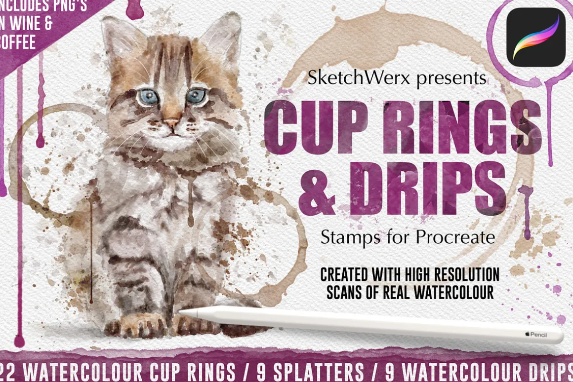 Cup Rings & Drips - for Procreate