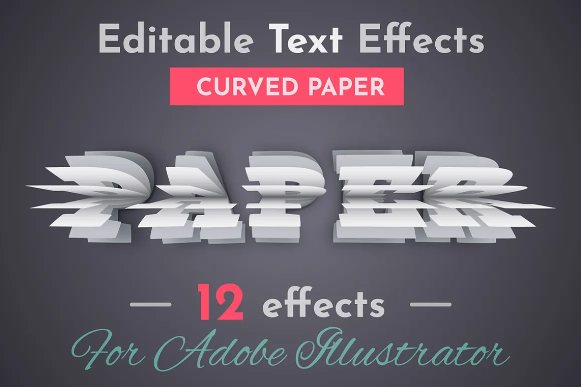 12 Curved Paper Vector Text Effects