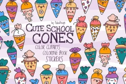Cute Kawaii School Cones Characters