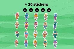 Cute Kawaii School Cones Characters
