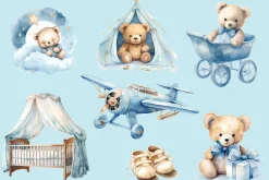 Cute Teddy Bear Baby Shower Clipart