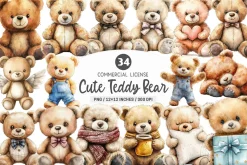Cute Teddy Bear Clipart PNG