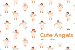 Cute angels seamless pattern