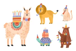 Cute animals with gifts