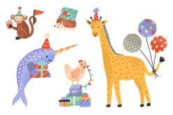 Cute animals with gifts