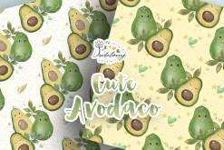 Cute Avocado digital paper pack
