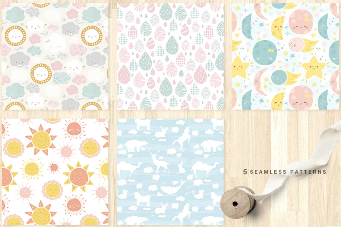 Cute baby patterns, prints, clipart