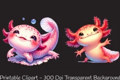 Cute Cartoon Axolotl Sublimation PNG