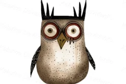 Cute cartoon owls PNG watercolor