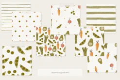 Cute cartoon watercolor vegetables
