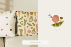 Cute cartoon watercolor vegetables