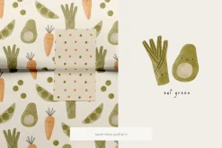 Cute cartoon watercolor vegetables
