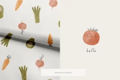 Cute cartoon watercolor vegetables