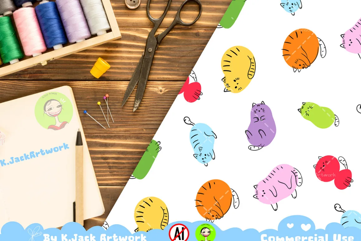 Cute cat Seamless Pattern