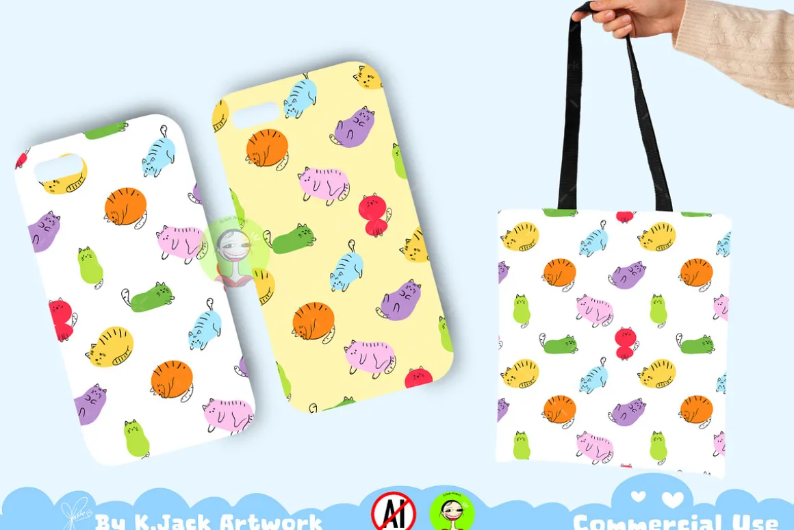 Cute cat Seamless Pattern