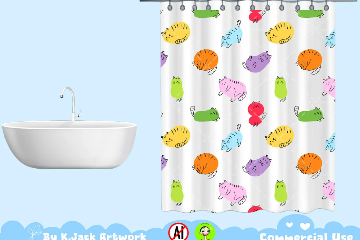 Cute cat Seamless Pattern