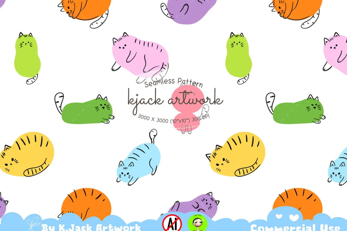 Cute cat Seamless Pattern