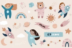 Cute Cosmic Astronaut Girls