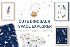Cute Dinosaur Space Explorer