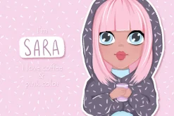 Cute girls. Winter llustrations.