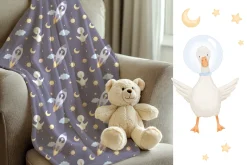 Cute goose illustrations and pattern