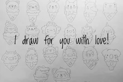 Cute kawaii ice cream animals