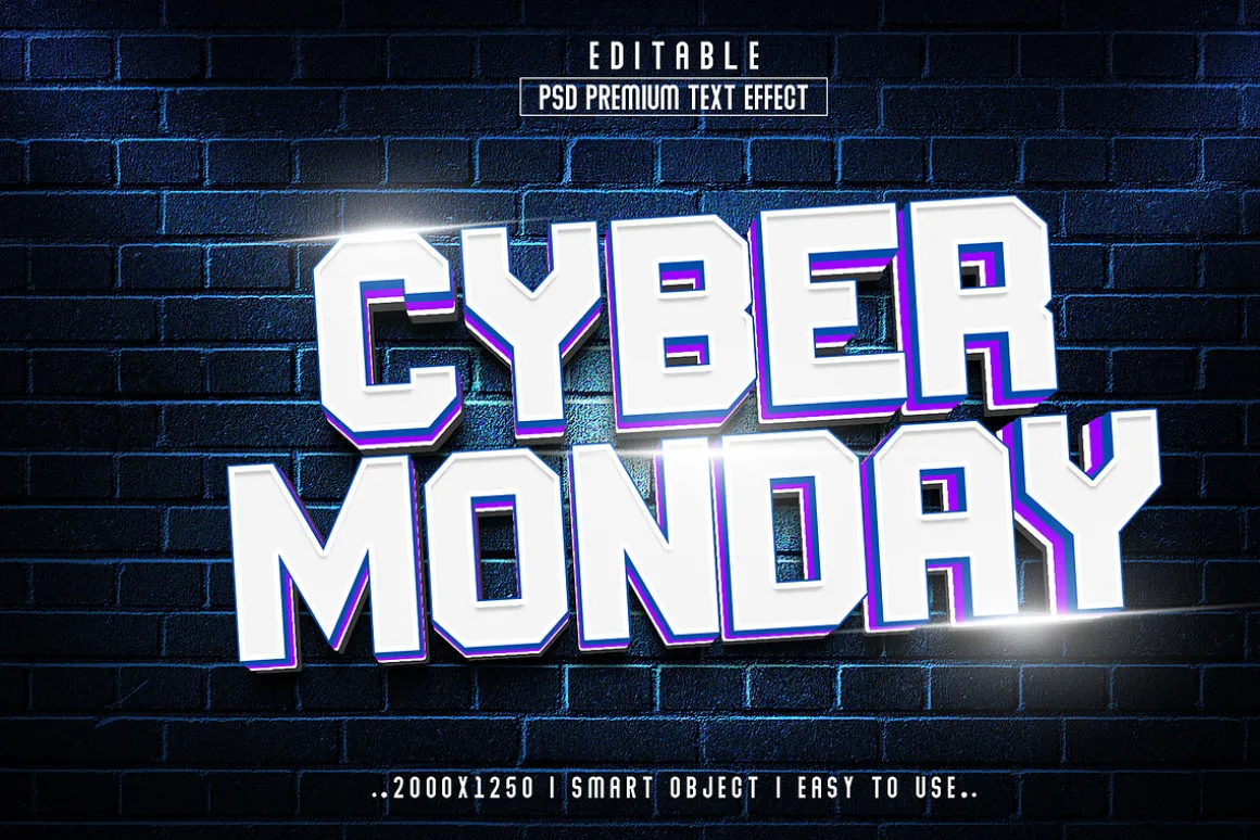 Cyber Monday 3D Text Effect Style