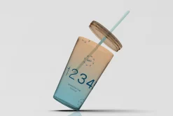 3d Acrylic Cup with Straw Mockup