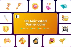3D Animated Game Elements Icon Set