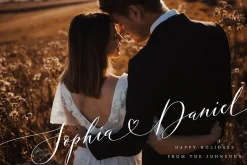 Darling Peach Wedding Heart Script