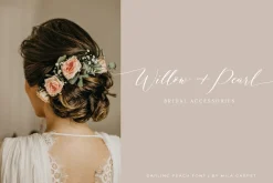 Darling Peach Wedding Heart Script